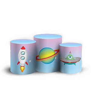 Trio Cilindro - Astronauta - Sublimado 3D + Elástico