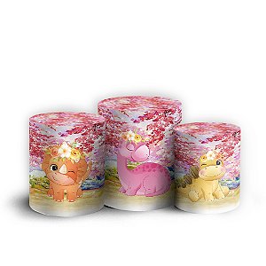 Trio Cilindro - Dinossauro Cute - Sublimado 3D + Elástico