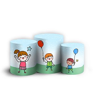 Trio Cilindro - Dia das Crianças - Sublimado 3D + Elástico