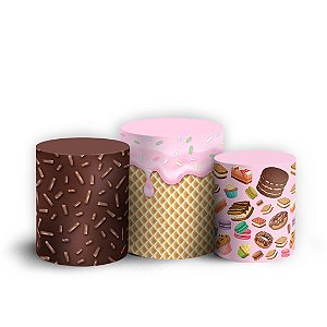 Trio Cilindro - Confeitaria - Sublimado 3D + Elástico