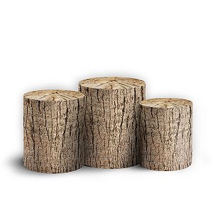 Trio Cilindro - Chapeuzinho Vermelho - Madeira Tronco - Sublimado 3D + Elástico