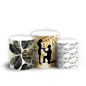 Trio Cilindro - Casamento - Sublimado 3D + Elástico