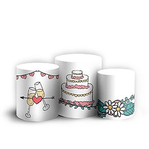 Trio Cilindro - Casamento - Sublimado 3D + Elástico