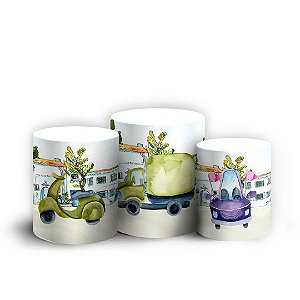 Trio Cilindro - Carrinhos - Sublimado 3D + Elástico