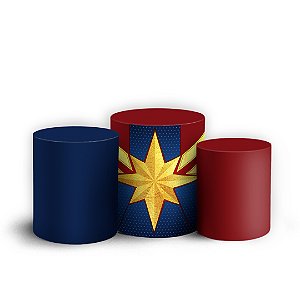 Trio Cilindro - Capitã Marvel - Sublimado 3D + Elástico