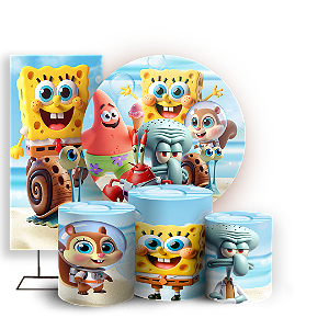 KIT Redondo Trio e Faixa - Bob Esponja - Sublimado 3D
