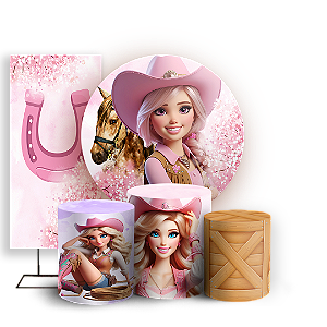 KIT Redondo Trio e Faixa - Barbie Boiadeira - Sublimado 3D