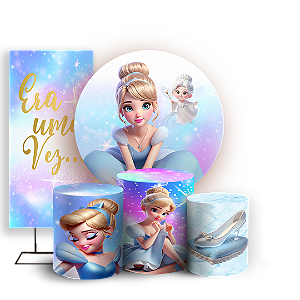 KIT Redondo Trio e Faixa - Princesa Cinderela - Sublimado 3D