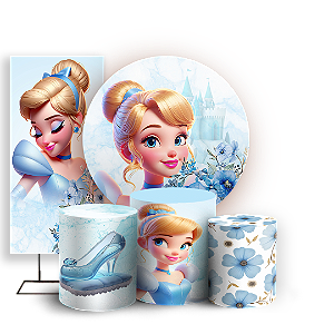 KIT Redondo Trio e Faixa - Princesa Cinderela - Sublimado 3D