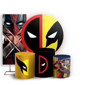 KIT Redondo Trio e Faixa - Dead Pool e Wolverine - Sublimado 3D