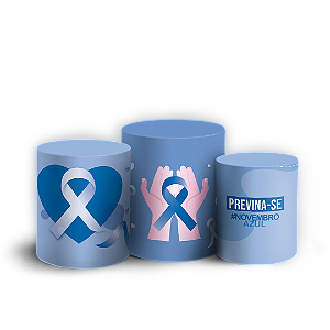 Trio Cilindro - Novembro Azul - Sublimado 3D + Elástico