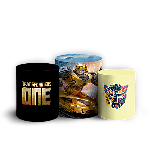 Trio Cilindro - Transformers - Sublimado 3D + Elástico