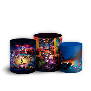 Trio Cilindro - Transformers - Sublimado 3D + Elástico