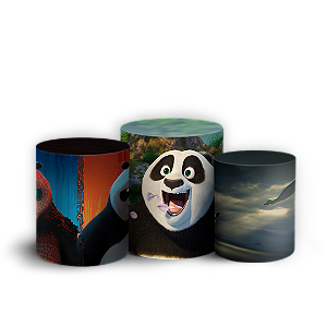 Trio Cilindro - Kung Fu Panda - Sublimado 3D + Elástico