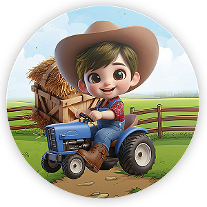 Painel Redondo - Fazendinha Menino - Sublimado 3D