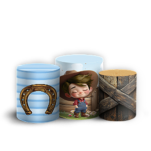 Trio Cilindro - Fazendinha Menino - Sublimado 3D + Elástico