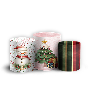 Trio Cilindro - Natal - Sublimado 3D + Elástico