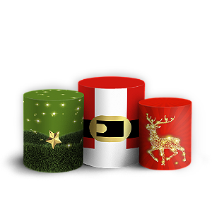 Trio Cilindro - Natal - Sublimado 3D + Elástico