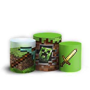 Trio Cilindro - Minecraft - Sublimado 3D + Elástico