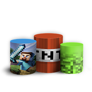 Trio Cilindro - Minecraft - Sublimado 3D + Elástico