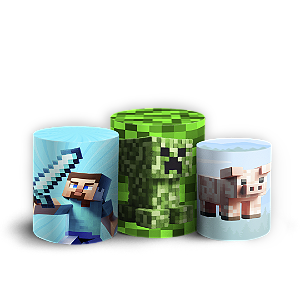 Trio Cilindro - Minecraft - Sublimado 3D + Elástico