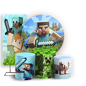 KIT Redondo Trio e Faixa - Minecraft - Sublimado 3D