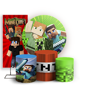 KIT Redondo Trio e Faixa - Minecraft - Sublimado 3D