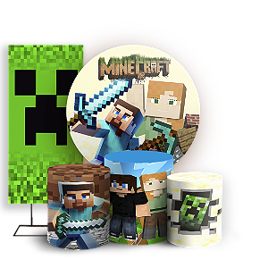 KIT Redondo Trio e Faixa - Minecraft - Sublimado 3D