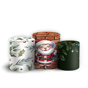 Trio Cilindro - Natal - Sublimado 3D + Elástico