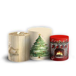 Trio Cilindro - Natal - Sublimado 3D + Elástico