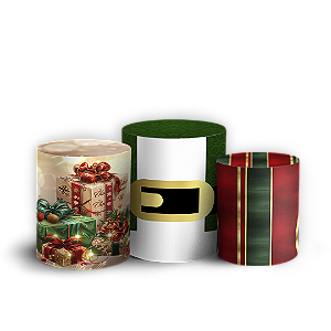 Trio Cilindro - Natal - Sublimado 3D + Elástico