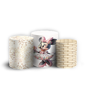 Trio Cilindro - Minnie Jardim - Sublimado 3D + Elástico