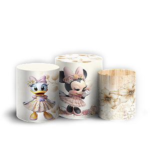 Trio Cilindro - Minnie Jardim - Sublimado 3D + Elástico