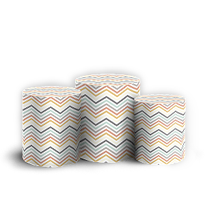 Trio Cilindro - Fundo Chevron Zig Zag - Sublimado 3D + Elástico