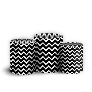 Trio Cilindro - Fundo Chevron Zig Zag - Sublimado 3D + Elástico