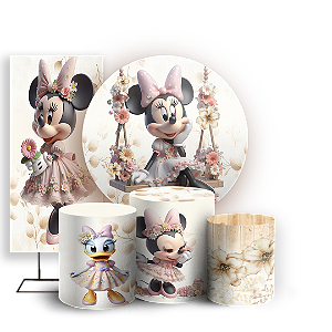 KIT Redondo Trio e Faixa - Minnie Jardim - Sublimado 3D