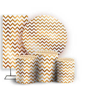 KIT Redondo Trio e Faixa - Fundo Chevron Zig Zag - Sublimado 3D