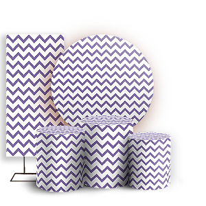 KIT Redondo Trio e Faixa - Fundo Chevron Zig Zag - Sublimado 3D