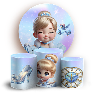 KIT Redondo e Trio - Cinderela - Sublimado 3D