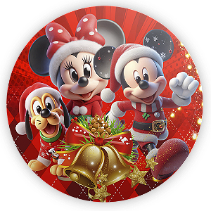 Painel Redondo - Mickey Natal - Sublimado 3D