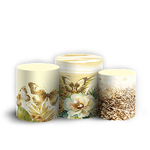 Trio Cilindro - Borboleta Dourada - Sublimado 3D