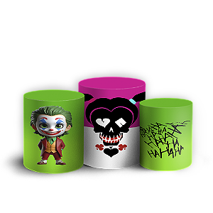 Trio Cilindro - Arlequina e Coringa - Sublimado 3D