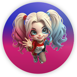 Capa Mini Painel Sublimado - Arlequina e Coringa