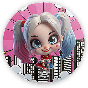 Painel Redondo - Arlequina e Coringa - Sublimado 3D