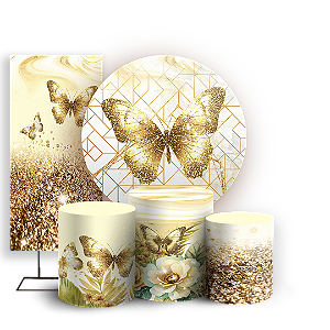 KIT Redondo Trio e Faixa - Borboleta Dourada