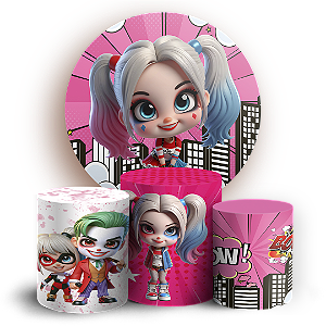 KIT Redondo e Trio - Arlequina e Coringa - Sublimado 3D