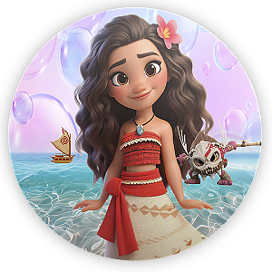 Painel Redondo - Moana - Sublimado 3D