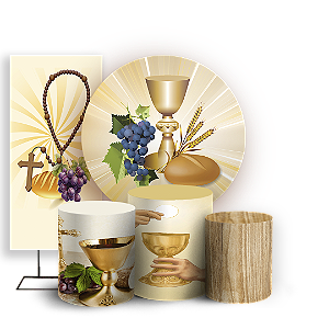 KIT Redondo Trio e Faixa - Religioso Eucaristia - Sublimado 3D