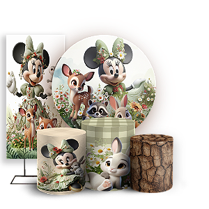 KIT Redondo Trio e Faixa - Minnie Verde - Sublimado 3D