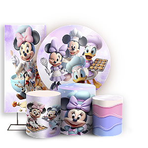 KIT Redondo Trio e Faixa - Minnie Confeitaria - Sublimado 3D